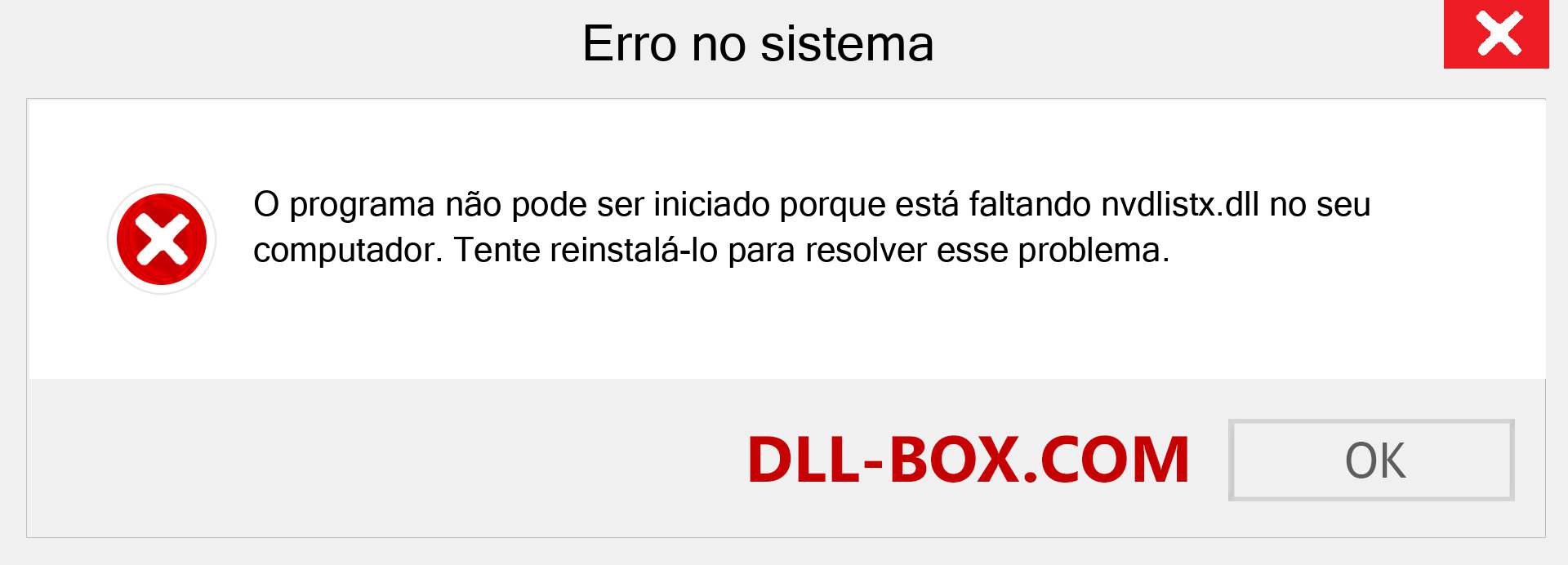 Arquivo nvdlistx.dll ausente ?. Download para Windows 7, 8, 10 - Correção de erro ausente nvdlistx dll no Windows, fotos, imagens